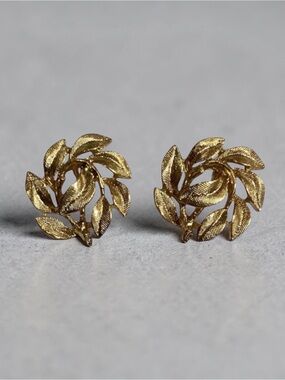 Napier Gold Toned Leaf Swirl Screw Back Clip On Earrings
